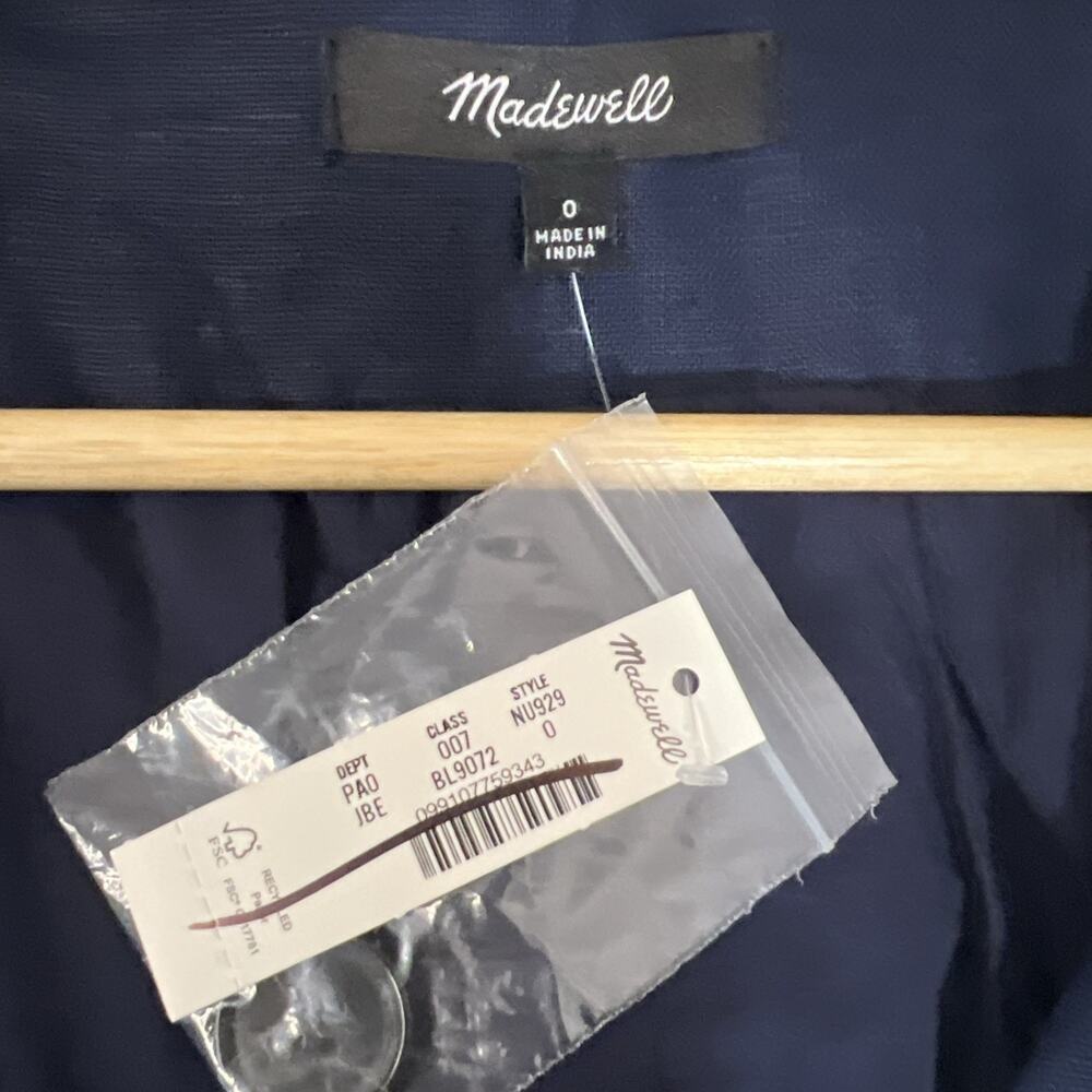 Madewell Womens Linen Vest Size 0 Blue Button Front Cut Away Tailored Lined - Picture 6 of 10